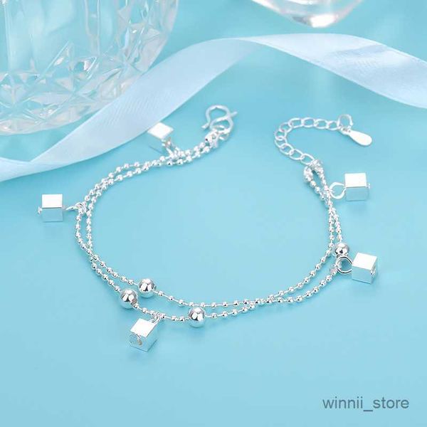 charm bracelets silver color square double layer bracelet female fashion simple round chain jewelry r230701, Golden;silver
charm bracelets silver color square double layer bracelet female fashion simple round chain jewelry r230701, Golden;silver