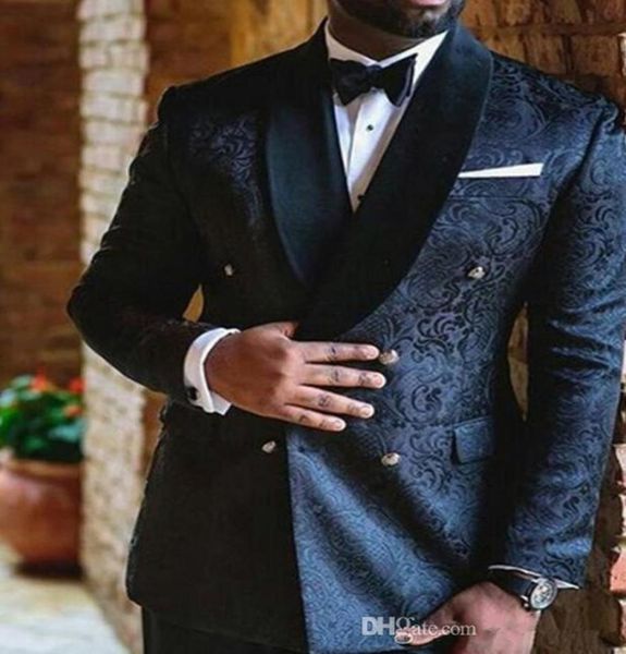 new navy blue embroidery wedding mens suits double breasted custom slim fit groom tuxedos shawl lapel two piece jacket pants male 6268504, Black;gray
new navy blue embroidery wedding mens suits double breasted custom slim fit groom tuxedos shawl lapel two piece jacket pants male 6268504, Black;gray