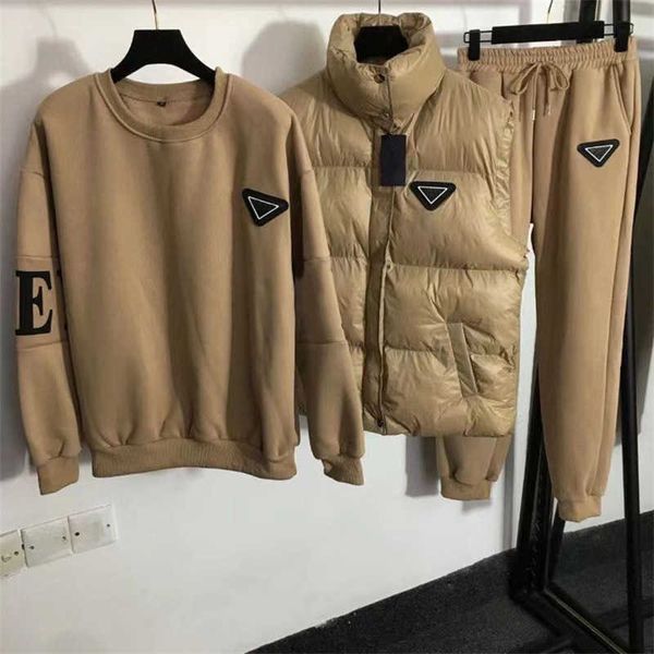 womens sweatshirt jacket pants three pieces set rubber triangle label vest jacket padded pullover sweater elastic waist casual pant designer, White
womens sweatshirt jacket pants three pieces set rubber triangle label vest jacket padded pullover sweater elastic waist casual pant designer, White