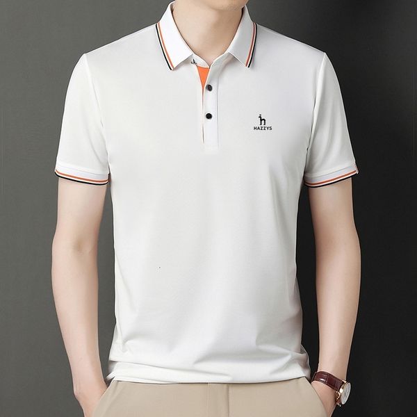 men's polos 2023 hazzys arrival summer men tshirt casual thin turndown collar shortsleeved solid color luxury slim fit t shirt 230630, White;black
men's polos 2023 hazzys arrival summer men tshirt casual thin turndown collar shortsleeved solid color luxury slim fit t shirt 230630, White;black