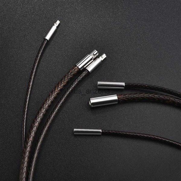 45/50/60cm black brown braid wax cord men diy pendant necklace jewelry making handmade leather rope steel clasp string chain l230620, Silver
45/50/60cm black brown braid wax cord men diy pendant necklace jewelry making handmade leather rope steel clasp string chain l230620, Silver