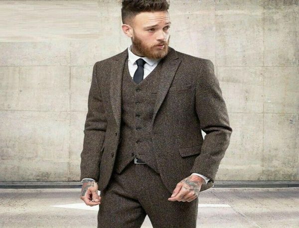 custom made tweed wool brown herringbone men suit british style modern blazer 3 pieces men suits jacketpantsvest8373004, Black;gray
custom made tweed wool brown herringbone men suit british style modern blazer 3 pieces men suits jacketpantsvest8373004, Black;gray