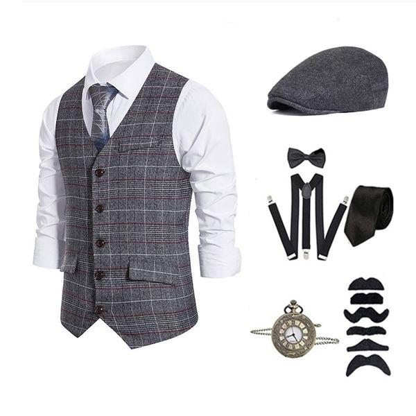 men's suits blazers gangster costume and accessories set steampunk waistcoat y blinders vest pocket watch 1920s men gatsby cosplay outf, White;black
men's suits blazers gangster costume and accessories set steampunk waistcoat y blinders vest pocket watch 1920s men gatsby cosplay outf, White;black