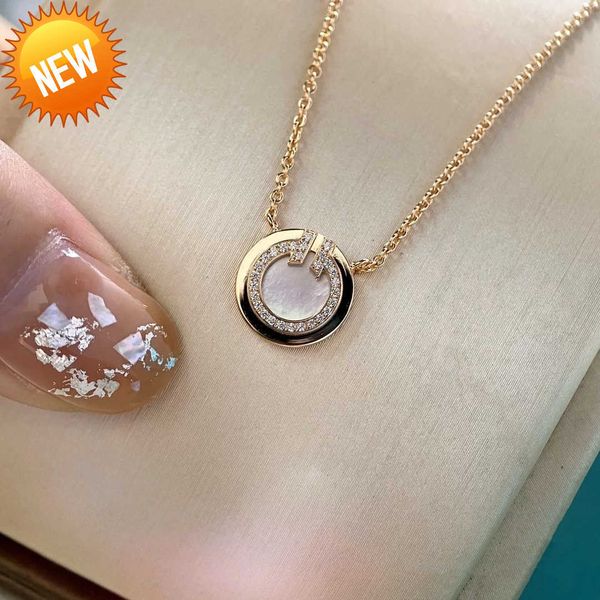 new double t round cake necklace women's diamond inlaid round white fritillaria red chalcedony pendant smile collarbone chain 18k rose, Black
new double t round cake necklace women's diamond inlaid round white fritillaria red chalcedony pendant smile collarbone chain 18k rose, Black