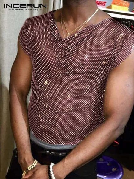 men' tank incerun men sleeveless pile collar shiny solid streetwear party nightclub vests 2023 fashion casual s5xl 7 230630, White;black
men' tank incerun men sleeveless pile collar shiny solid streetwear party nightclub vests 2023 fashion casual s5xl 7 230630, White;black