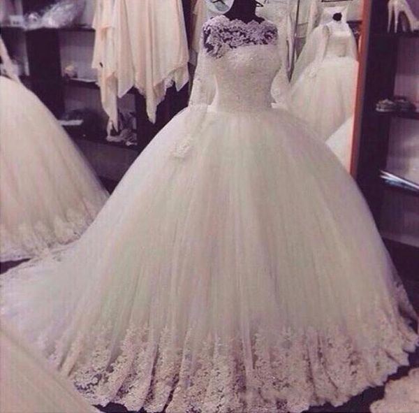2020 real pos a line wedding dresses with sheer long sleeves lace appliques sweep train bridal gowns for garden country w6613591, White
2020 real pos a line wedding dresses with sheer long sleeves lace appliques sweep train bridal gowns for garden country w6613591, White
