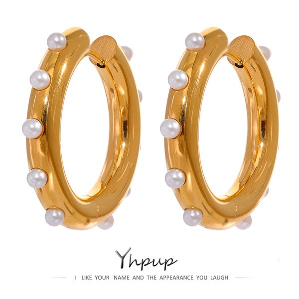 hoop huggie yhpup imitation pearls round huggie earrings stainless steel metal unusual elegant earrings gala gift 230701, Golden;silver
hoop huggie yhpup imitation pearls round huggie earrings stainless steel metal unusual elegant earrings gala gift 230701, Golden;silver