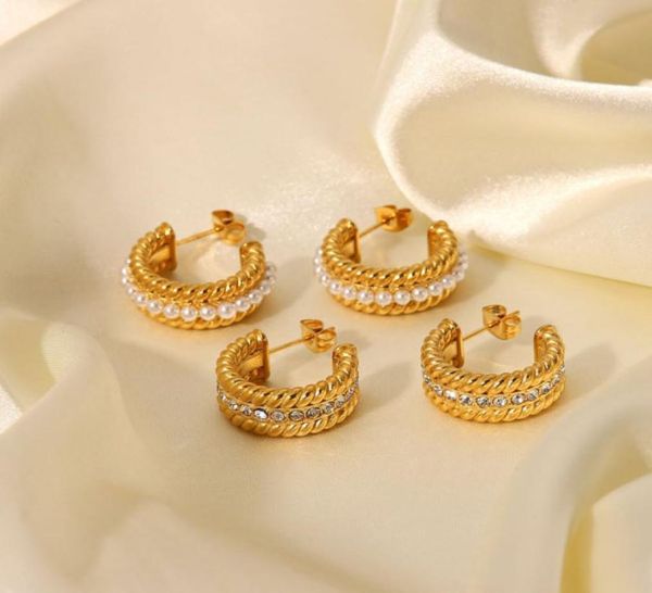 18k gold plated three layer pearl zircon inlaid hoop earrings stainless steel geometric c earrings waterproof stud earring f1613419, Golden;silver
18k gold plated three layer pearl zircon inlaid hoop earrings stainless steel geometric c earrings waterproof stud earring f1613419, Golden;silver