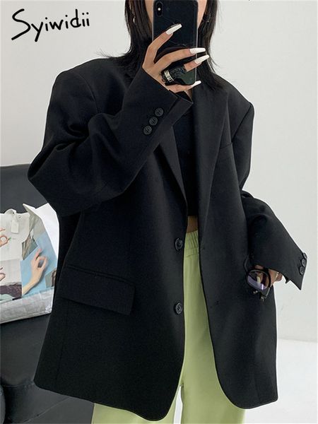 women's suits blazers syiwidii black women korean fashion long sleeve oversized casual coats 2023 office ladies jacket 230630, White;black
women's suits blazers syiwidii black women korean fashion long sleeve oversized casual coats 2023 office ladies jacket 230630, White;black