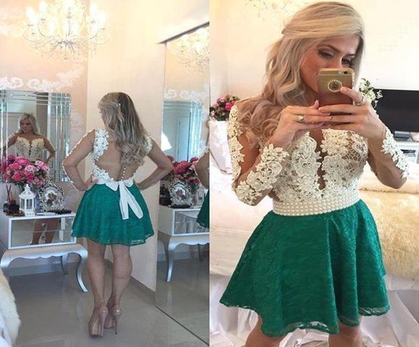 new teal green lace homecoming dresses deep v neck long sleeves sheer cocktail gowns beaded stones mini party prom dresses ba35100879, Blue;pink
new teal green lace homecoming dresses deep v neck long sleeves sheer cocktail gowns beaded stones mini party prom dresses ba35100879, Blue;pink