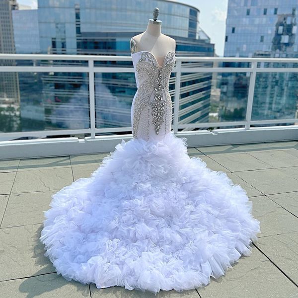 white mermaid prom dresses for women strapless beads crystal ruffles luxury evening dress formal party gowns vestidos prom 2023, Black
white mermaid prom dresses for women strapless beads crystal ruffles luxury evening dress formal party gowns vestidos prom 2023, Black