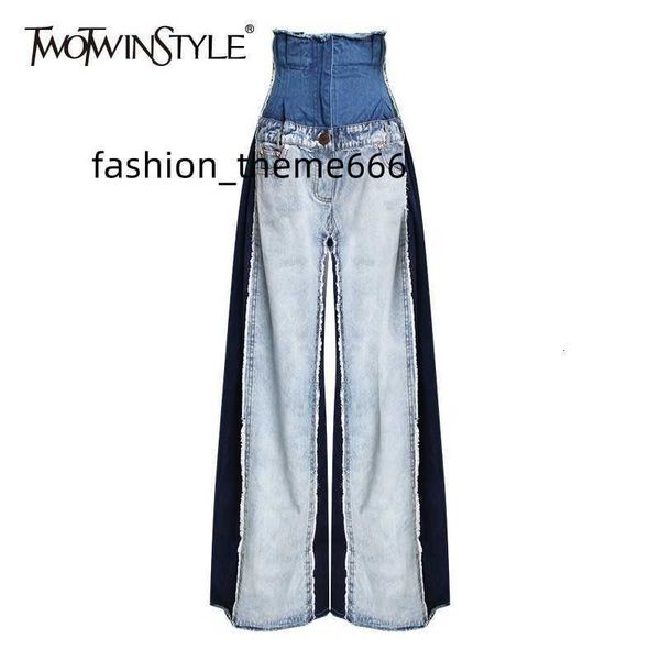 women's pants capris twotwinstyle casual denim patchwork women trousers high waist hit color big size wide leg pants female fashion spr, Black;white
women's pants capris twotwinstyle casual denim patchwork women trousers high waist hit color big size wide leg pants female fashion spr, Black;white