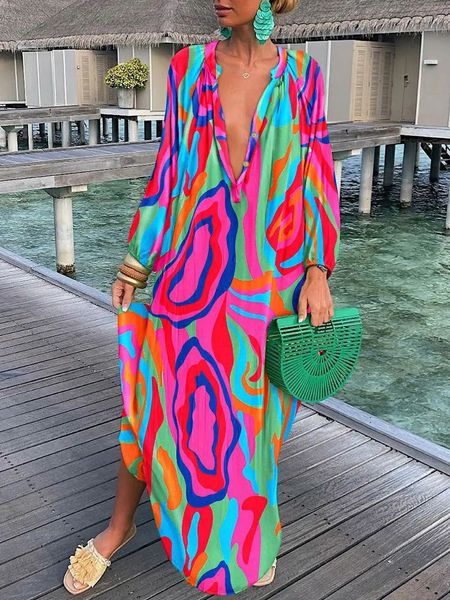 basic casual dresse boho print beach cover up 2023 summer deep v neck long sleeve female vintage maxi elegant robe 230701, Black;gray
basic casual dresse boho print beach cover up 2023 summer deep v neck long sleeve female vintage maxi elegant robe 230701, Black;gray