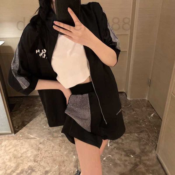 women's two piece pants designer 23 summer acetic acid high temperature rolled diamond short sleeve cardigan coat shorts set loose and, White
women's two piece pants designer 23 summer acetic acid high temperature rolled diamond short sleeve cardigan coat shorts set loose and, White