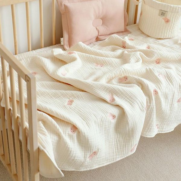 dress 6 layer cotton blanket muslin baby bedding bear embroidery newborn boy girl swaddle blankets kids's quilt on bed stroller cover, White
dress 6 layer cotton blanket muslin baby bedding bear embroidery newborn boy girl swaddle blankets kids's quilt on bed stroller cover, White