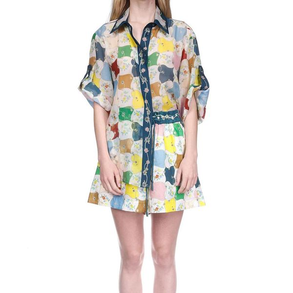 fashion two-piece set, temperament set, summer printed short sleeved shirt, and high waisted straight shorts two-piece set, White
fashion two-piece set, temperament set, summer printed short sleeved shirt, and high waisted straight shorts two-piece set, White