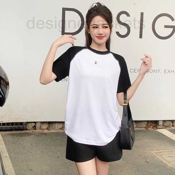 women's t-shirt designer black white color matching dotted embroidery round neck raglan sleeves women's short sleeved cotton t-shi
women's t-shirt designer black white color matching dotted embroidery round neck raglan sleeves women's short sleeved cotton t-shi