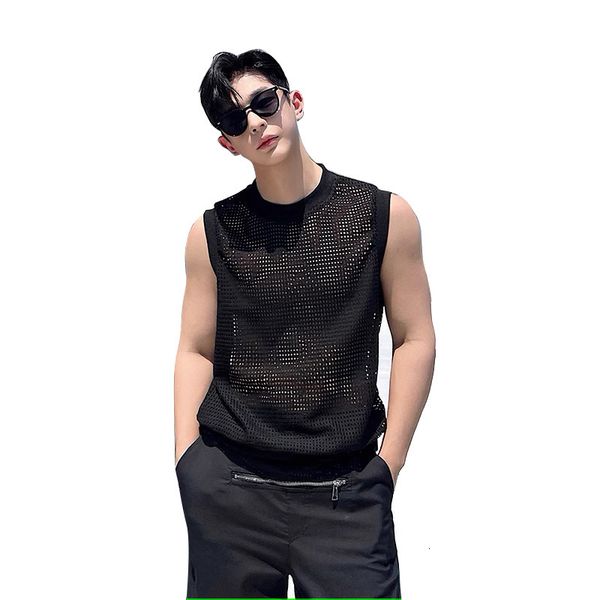 men' tank 2023 summer holiday style loose hollow woven vest men korean streetwear fashion sleeveless t shirts tanks tees 230630, White;black
men' tank 2023 summer holiday style loose hollow woven vest men korean streetwear fashion sleeveless t shirts tanks tees 230630, White;black
