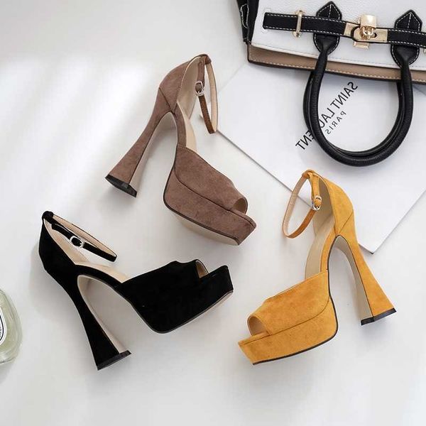 lady sandals women heels2023 new suede waterproof platform fish mouth hollow straight line women's high heels 230615, Black
lady sandals women heels2023 new suede waterproof platform fish mouth hollow straight line women's high heels 230615, Black