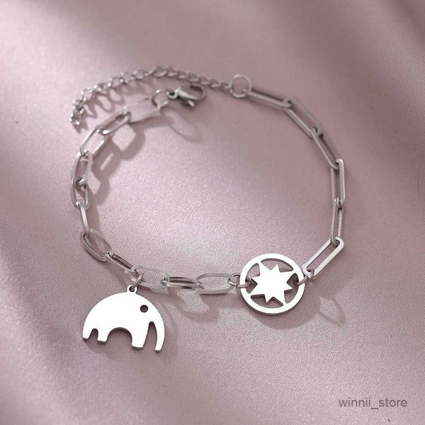 charm bracelets stainless steel bracelets baby elephant eight-pointed pendant chain fashion bracelet for women jewelry gifts r230701, Golden;silver
charm bracelets stainless steel bracelets baby elephant eight-pointed pendant chain fashion bracelet for women jewelry gifts r230701, Golden;silver