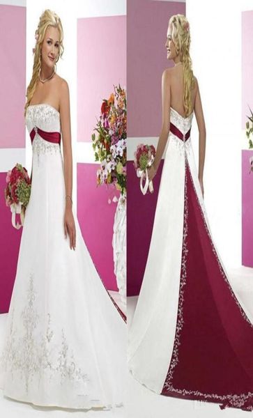 dark red and white wedding gowns modest strapless stain embroidery two tone sweep train plus size country vintage bridal party dre7182049
dark red and white wedding gowns modest strapless stain embroidery two tone sweep train plus size country vintage bridal party dre7182049
