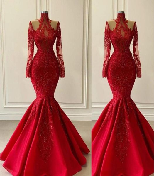 red mermaid evening dresses 2021 high neck long sleeves lace applique sequins beaded floor length satin illusion prom party ball g5348052, Black;red
red mermaid evening dresses 2021 high neck long sleeves lace applique sequins beaded floor length satin illusion prom party ball g5348052, Black;red