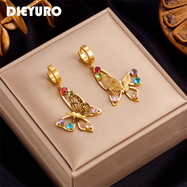 hoop huggie dieyuro 316l stainless steel cutout butterfly earrings for women luxury design girls colorful zircon ear jewelry party gifts 230, Golden;silver
hoop huggie dieyuro 316l stainless steel cutout butterfly earrings for women luxury design girls colorful zircon ear jewelry party gifts 230, Golden;silver