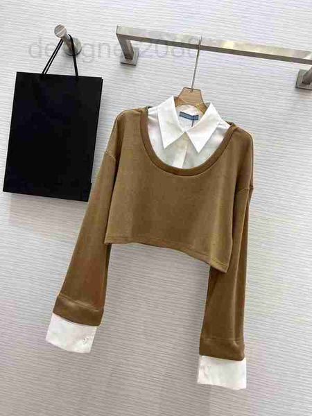 women's knits & tees designer 23 spring/summer fashion fake two piece contrast color shirt collar letter printing short knitted long sl, White
women's knits & tees designer 23 spring/summer fashion fake two piece contrast color shirt collar letter printing short knitted long sl, White