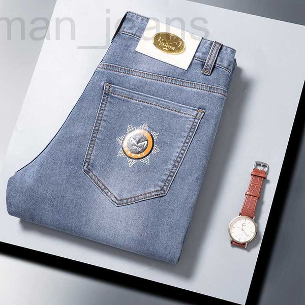 

men's jeans designer 2023 spring new product feet slim fit cotton bullet fashion brand korean european small monster long pants k26k, Blue