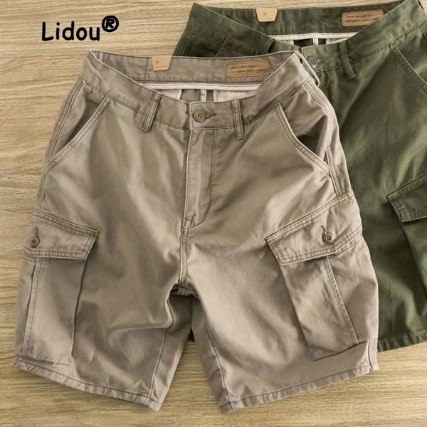 men's shorts summer trendy work loose fitting retro casual s multiple pockets button zipper short l230630, White;black
men's shorts summer trendy work loose fitting retro casual s multiple pockets button zipper short l230630, White;black