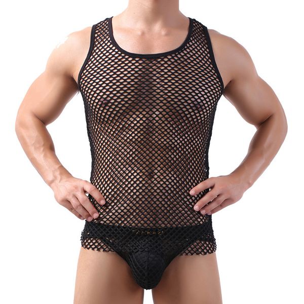 men' tank fashion breathable black white fishnet transparent vest net mesh gay seethru lounge funny shirt undershirt 230630, White;black
men' tank fashion breathable black white fishnet transparent vest net mesh gay seethru lounge funny shirt undershirt 230630, White;black