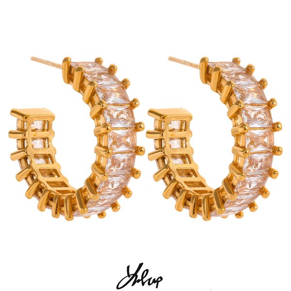 hoop huggie yhpup luxury elegant aaa cubic zirconia stainless steel hoop earrings waterproof bling trendy fashion wedding jewelry gift women, Golden;silver
hoop huggie yhpup luxury elegant aaa cubic zirconia stainless steel hoop earrings waterproof bling trendy fashion wedding jewelry gift women, Golden;silver
