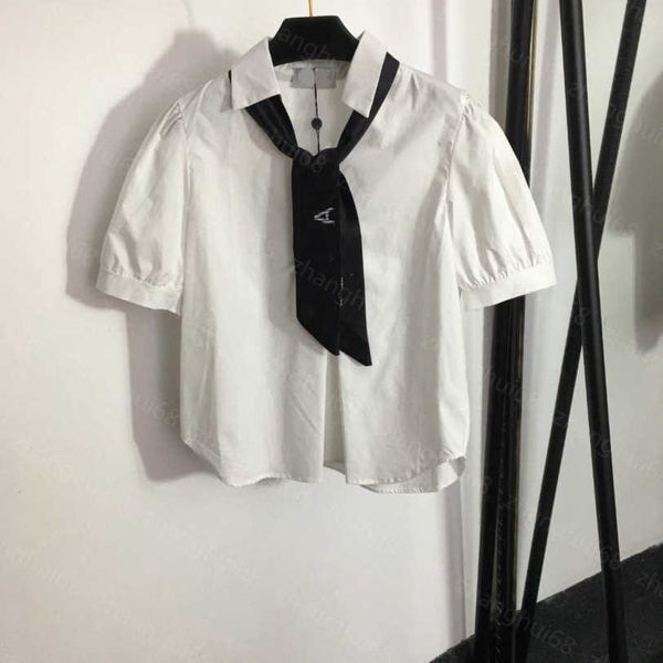 23ss women shirt womens designer clothing high neck blouse scented letter-printed tie decorated short sleeve shirt women clothes a1, White
23ss women shirt womens designer clothing high neck blouse scented letter-printed tie decorated short sleeve shirt women clothes a1, White