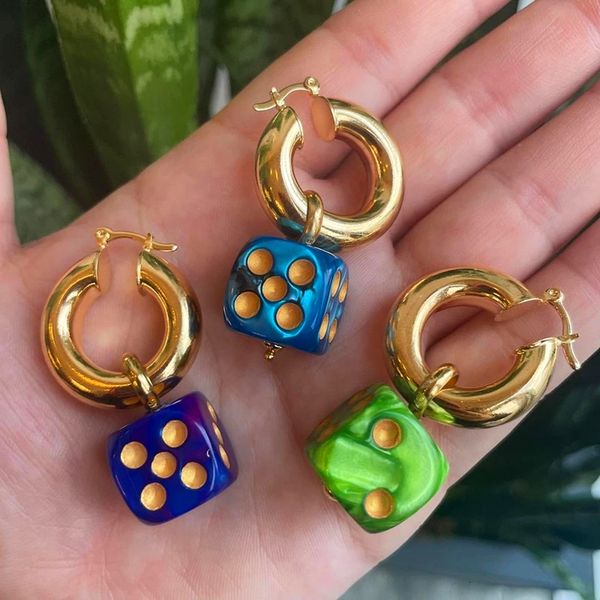 dangle chandelier mutilcolor acrylic dice pendant drop earrings gold color stainless steel circle for women girls travel geometric jewelry f, Silver
dangle chandelier mutilcolor acrylic dice pendant drop earrings gold color stainless steel circle for women girls travel geometric jewelry f, Silver