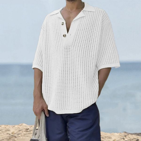 men's polos 2023 spring summer fashion leisure polo shirts solid color short sleeve button lapel knitting clothes casual loose 230630, White;black
men's polos 2023 spring summer fashion leisure polo shirts solid color short sleeve button lapel knitting clothes casual loose 230630, White;black