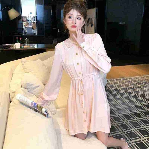 basic & casual dresses designer spring/summer new studded diamond polo neck long sleeve women's true silk satin dress sweet grapefruit, Black;gray 
basic & casual dresses designer spring/summer new studded diamond polo neck long sleeve women's true silk satin dress sweet grapefruit, Black;gray