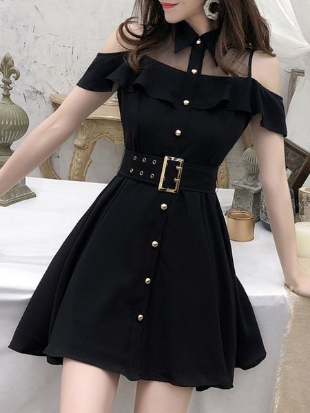 basic casual dresses korean ol single breasted women summer dress sweet chic black office work short mini dresses with belt vestidos jurken, Black;gray
basic casual dresses korean ol single breasted women summer dress sweet chic black office work short mini dresses with belt vestidos jurken, Black;gray