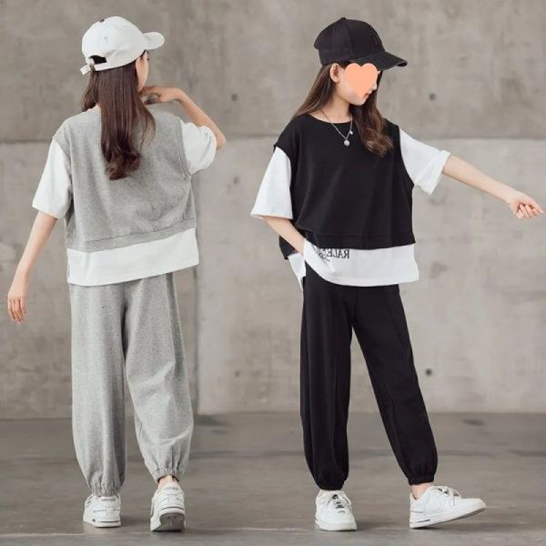 clothing sets summer children sports suit korean shortsleeved 2pcs outfits girls casual pants teen tracksuits child loungewear for 414y 2306, White
clothing sets summer children sports suit korean shortsleeved 2pcs outfits girls casual pants teen tracksuits child loungewear for 414y 2306, White