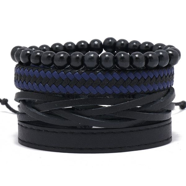 male multilayer rope leather handmade braided beaded charm bracelets set adjustable party club jewelry for men, Black
male multilayer rope leather handmade braided beaded charm bracelets set adjustable party club jewelry for men, Black