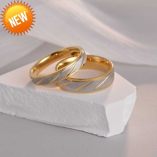 couple ring two tone titanium steel ring 4/6mm standard us size xi yin jewelry, Silver