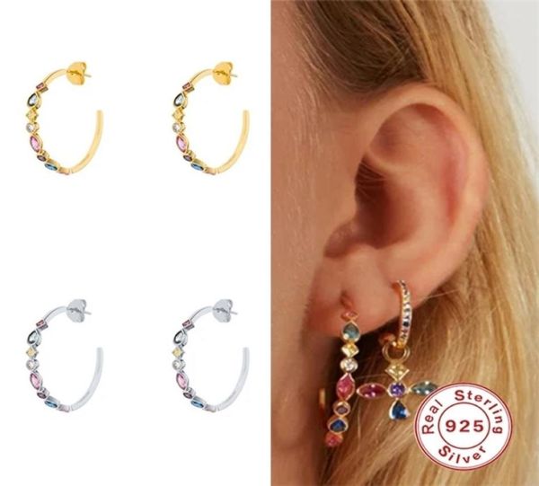 gs 925 sterling silver colorful crystal circle hoop earrings rainbow zircon c shape piercing earring women luxury jewelry gift 2201468438, Golden;silver
gs 925 sterling silver colorful crystal circle hoop earrings rainbow zircon c shape piercing earring women luxury jewelry gift 2201468438, Golden;silver