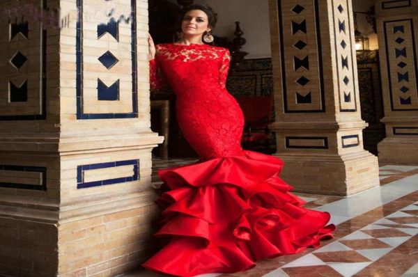2016 new long evening dresses lace bateau neck long sleeves open back mermaid court train tiered formal party prom pageant go2853765, Black;red
2016 new long evening dresses lace bateau neck long sleeves open back mermaid court train tiered formal party prom pageant go2853765, Black;red