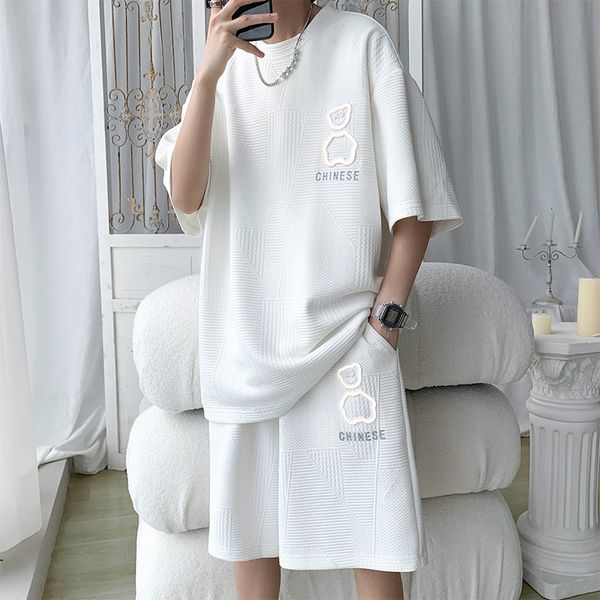 men's tracksuits kawaii bear short sleeve t shirt shorts set mens summer oversized cartoon printed tracksuit couple high street two pie, Gray
men's tracksuits kawaii bear short sleeve t shirt shorts set mens summer oversized cartoon printed tracksuit couple high street two pie, Gray