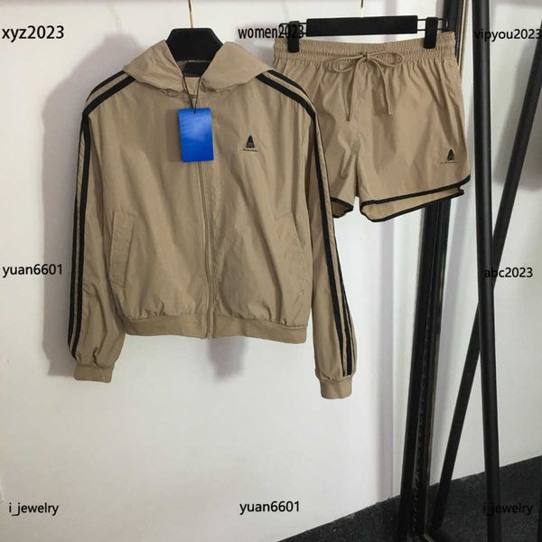 women tracksuits girl sports suit size s-l 2pcs striped long sleeved hooded zippered trench coat and casual shorts, Gray
women tracksuits girl sports suit size s-l 2pcs striped long sleeved hooded zippered trench coat and casual shorts, Gray