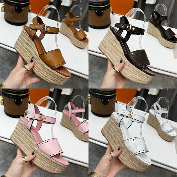designer shoes women sandals thick bottom straw shoes rubber perforated leather letters floral printed slope heel sandals with box, Black
designer shoes women sandals thick bottom straw shoes rubber perforated leather letters floral printed slope heel sandals with box, Black