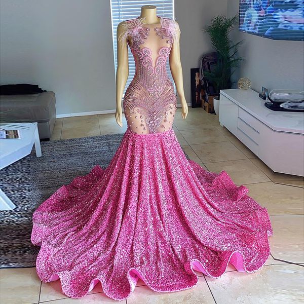 charming pink mermaid prom dresses 2023 sequined beading feathers luxury formal occasion gowns plus size party vestidos prom 2023, Black
charming pink mermaid prom dresses 2023 sequined beading feathers luxury formal occasion gowns plus size party vestidos prom 2023, Black