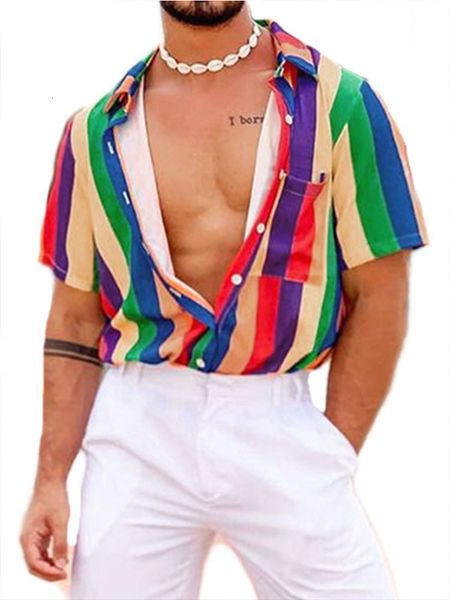 men s tracksuits rainbow striped printed shirt men casual streetwear button lapel short sleeve for hawaiian vacation blouse s 3xl 230701, Gray
men s tracksuits rainbow striped printed shirt men casual streetwear button lapel short sleeve for hawaiian vacation blouse s 3xl 230701, Gray
