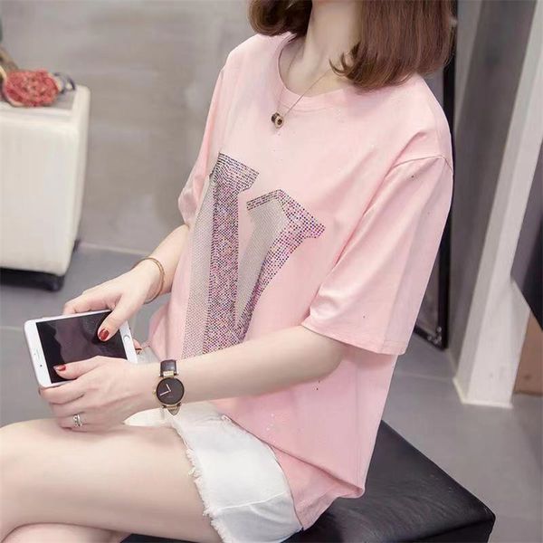 women designer t shirt women cotton tshirt short sleeve shiny diamond summer fashion t-shirt woman clothes tee shirt designer clothing wome, White
women designer t shirt women cotton tshirt short sleeve shiny diamond summer fashion t-shirt woman clothes tee shirt designer clothing wome, White