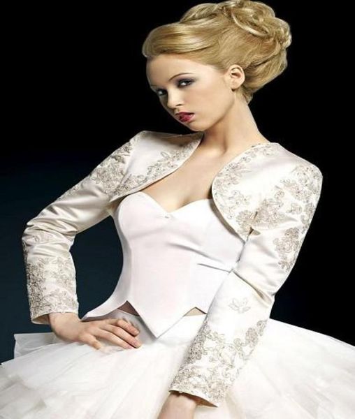 ivory long sleeve embroidery pretty bolero jacket bridal jacket long sleeve satin bridal accessories1614075, White
ivory long sleeve embroidery pretty bolero jacket bridal jacket long sleeve satin bridal accessories1614075, White