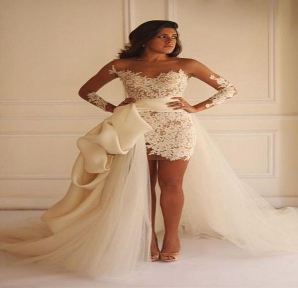 stunning lace tulle crew neck long sleeves wedding dresses fashion detachable skirt illusion knee length short corset wedding gown9819055, White
stunning lace tulle crew neck long sleeves wedding dresses fashion detachable skirt illusion knee length short corset wedding gown9819055, White